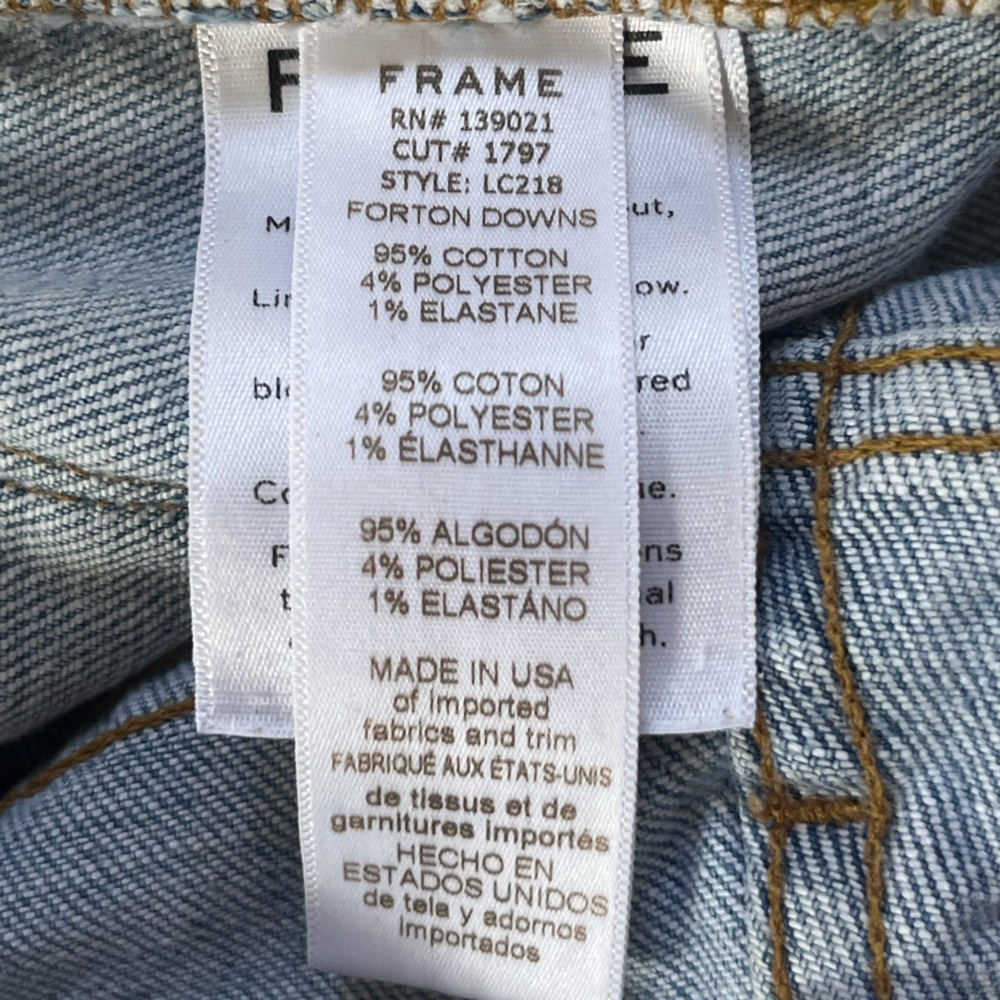 FRAME Denim Le Cutoff Distressed Jean Shorts Forton Downs Wash Light Blue 30 - Picture 9 of 10